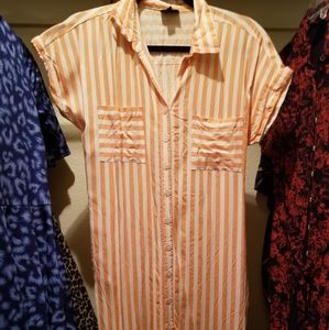 Lularoe Amy dress coral and white stripes XS